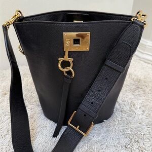 Salvatore Ferragamo Black Leather Shoulder Bag